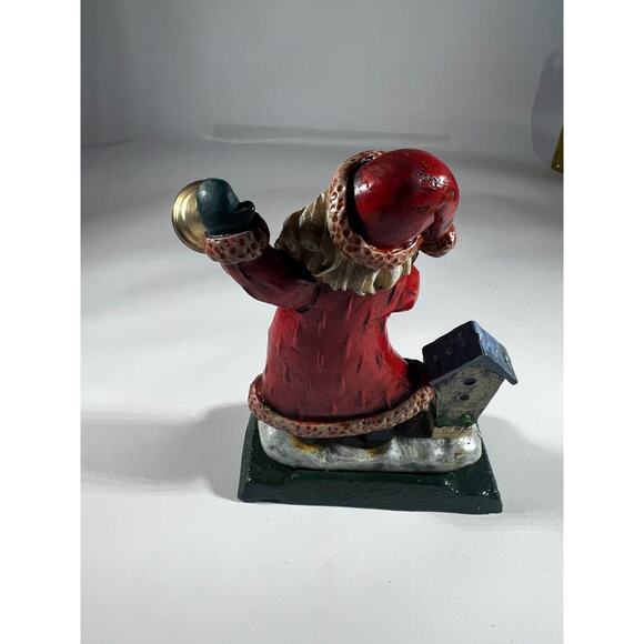 Vintage Christmas Stocking Holder K's Collection Santa Birdhouse Bell Metal - Picture 4 of 10